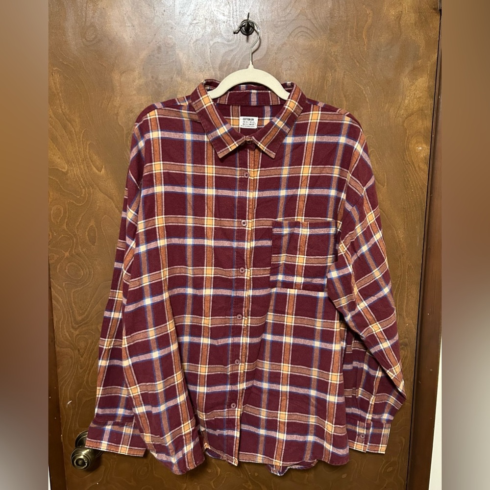 Maroon/burgundy lightweight flannel from Cotton On
